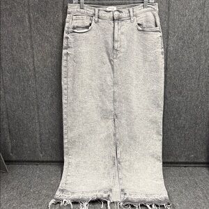 Kensie Light Gray Denim Maxi Skirt